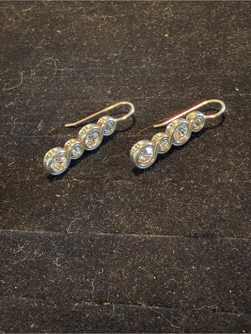 Brighton Silver Hook Earrings with Clear Stones